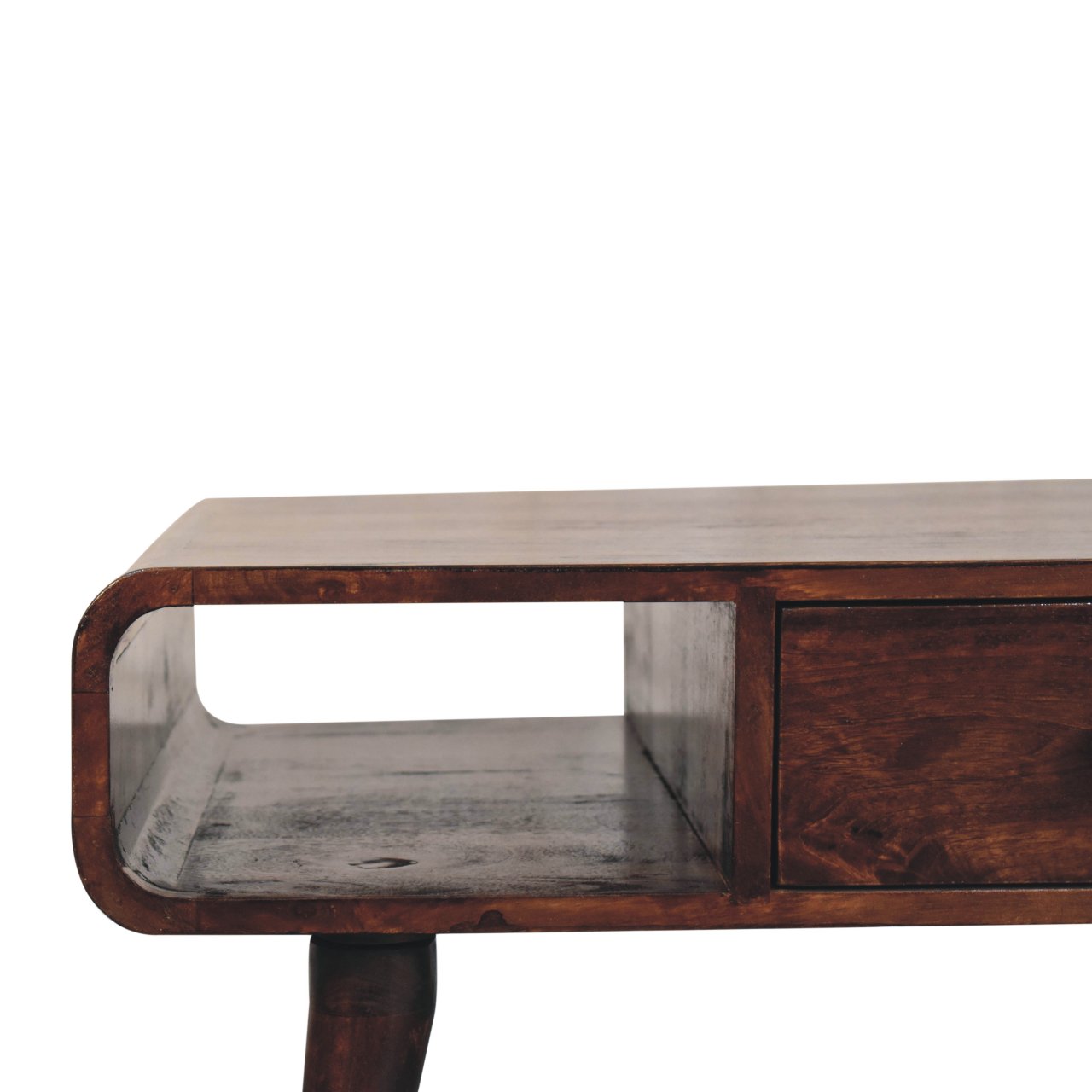 Solid Mango Wood Curved California Walnut Coffee Table - Image 4