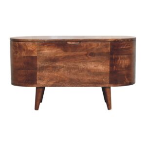 Solid Mango Wood Honey Caramel Rounded Lid up Blanket Box