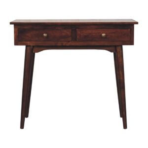 Solid Mango Wood California Walnut Hallway 2 Drawer Console Table