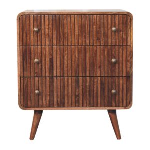 Solid Mango Wood Honey Caramel T-bar Ridged Chest