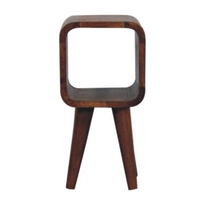 Mango Wood Extra Mini Minimalist Open Curved Chestnut Bedside