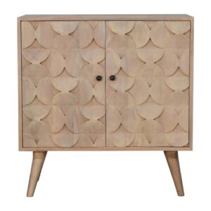 Solid Mango Wood Hourglass Carved Marble Cabinet