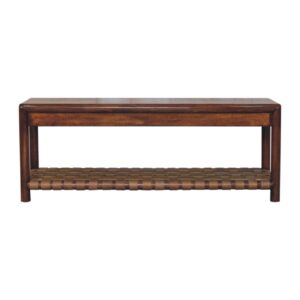 Solid Mango Wood Regency Woven Bench