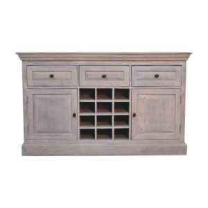 Solid Mango Wood Acid Wash Wine Storage Unit