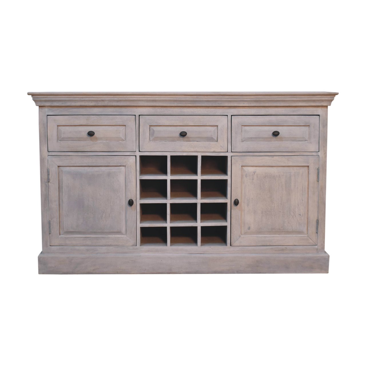 Solid Mango Wood Acid Wash Wine Storage Unit