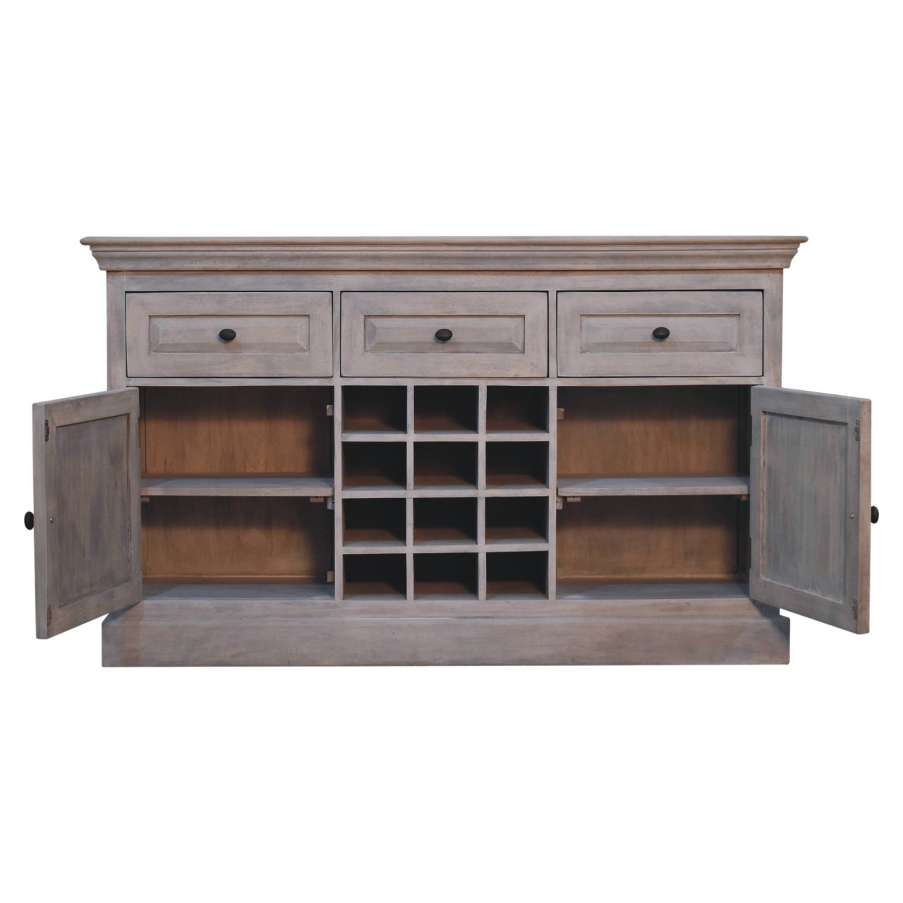 Solid Mango Wood Acid Wash Wine Storage Unit - Image 5