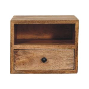 Mango Wood Solis 1-Drawer Oak-ish Wall Mounted Nightstand