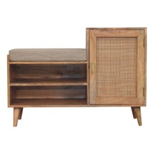 Solid Mango Wood Larissa 2 slot Oak Finished Bench Unit