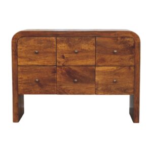 Solid Mango Wood Darcy 3 over 3 Drawer Chest in Chestnut Finish