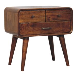 Solid Mango Wood Avora 3-Drawer Chestnut Nightstand
