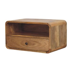 Solid Mango Wood Avora Wall-Mounted Oak Finished Nightstand
