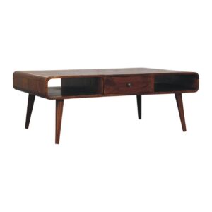 Solid Mango Wood Avora 2 Drawer Chestnut Coffee Table