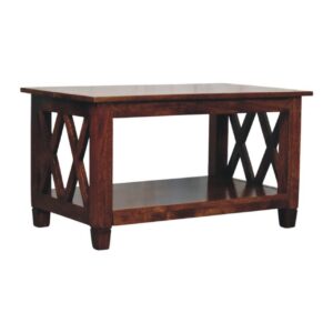 Solid Mango Wood Belmont X-Frame Chestnut Coffee Table