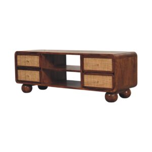 Solid Mango Wood Larissa 4 Drawer Chestnut Media Unit