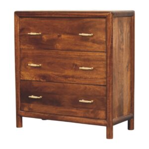 Solid Mango Wood Regency 3-Drawer Chest
