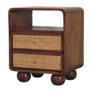 Solid Mango Wood Larissa 2 Drawer Chestnut Nightstand