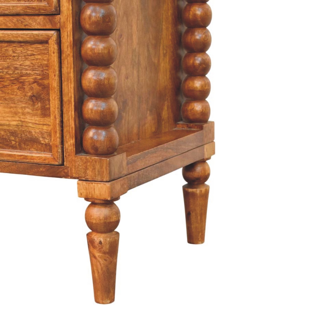 Mango Wood Spindle Leg Amber Oak Nightstand - Image 6