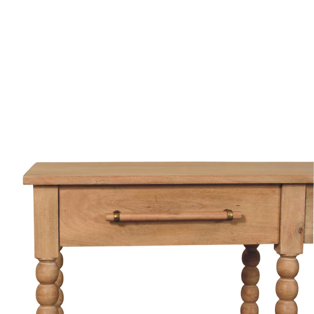 Solid Mango Wood Savoy Bobbin Console with Jute Shelves - Image 3