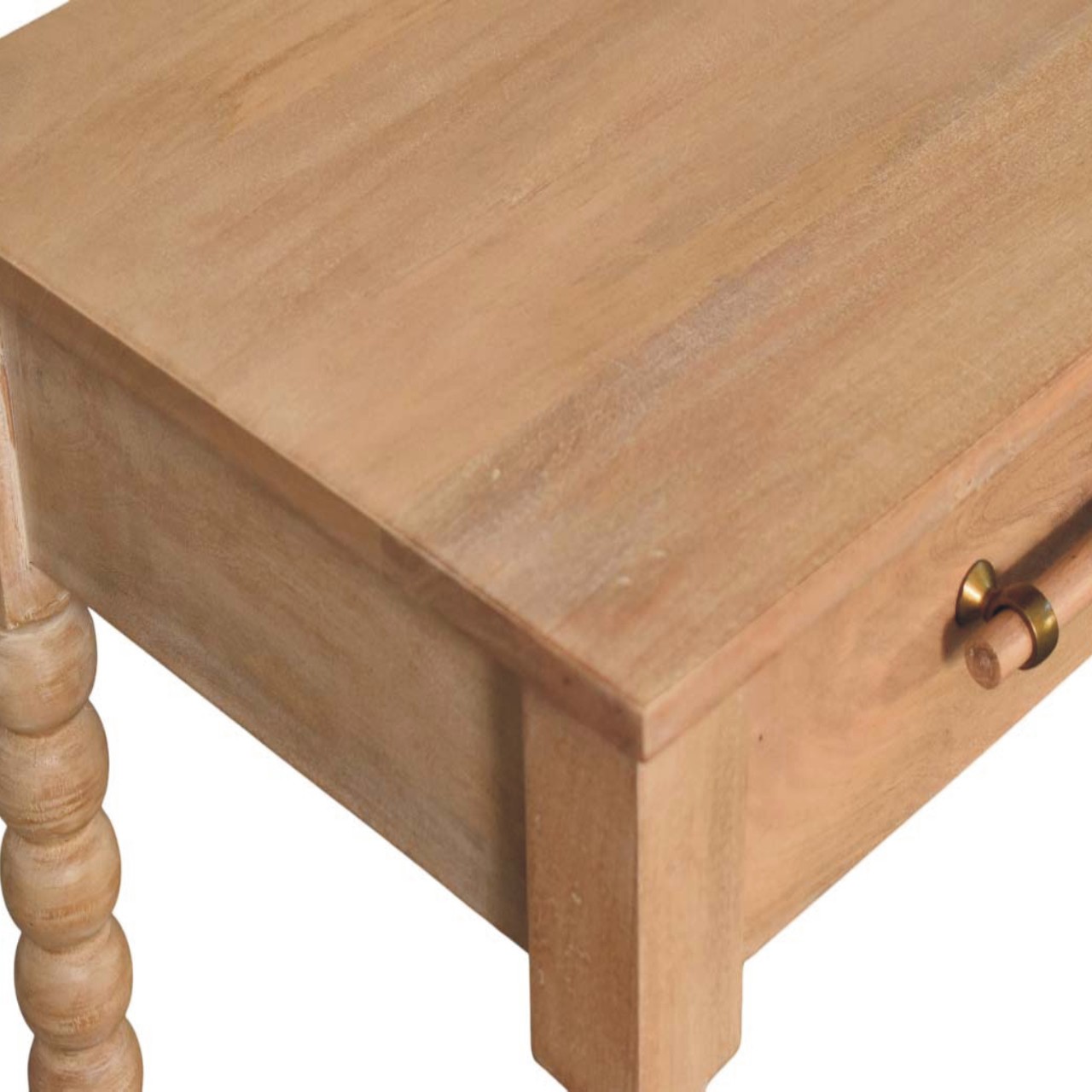 Solid Mango Wood Savoy Bobbin Console with Jute Shelves - Image 4