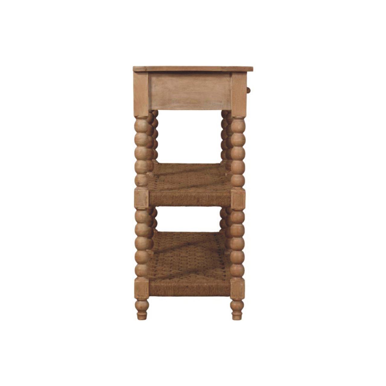 Solid Mango Wood Savoy Bobbin Console with Jute Shelves - Image 8