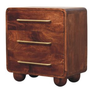 Mango Wood 3-Drawer Rounded Chest