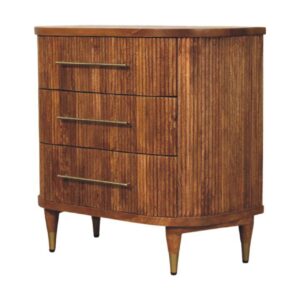 Solid Mango Wood Emerson Ribbed 3-Drawer Chest