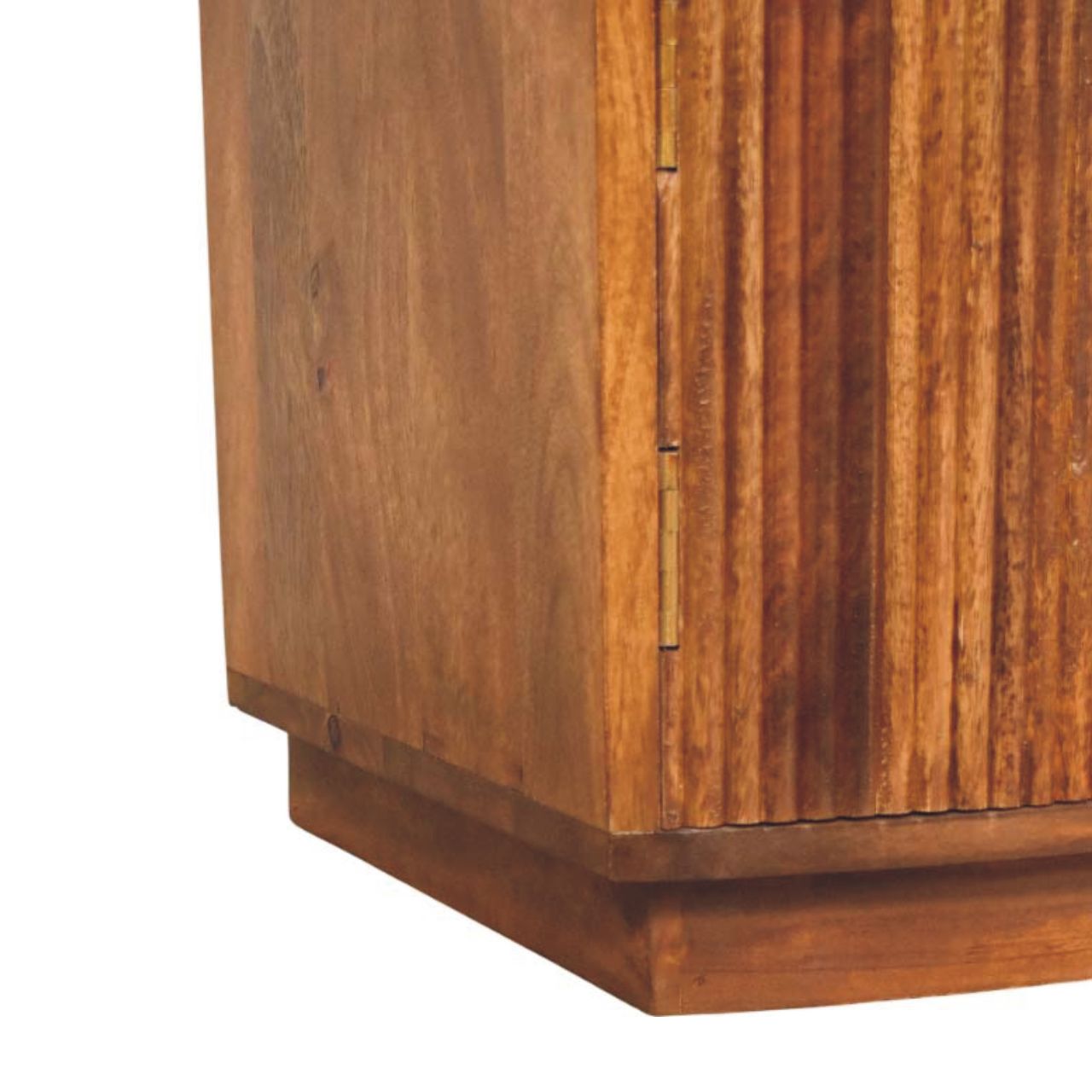 Mango Wood Solid Wood Curved Ribbed Bedside with Drawer - Image 7