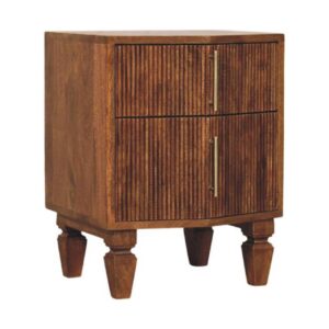 Mango Wood Louvre Bedside Unit
