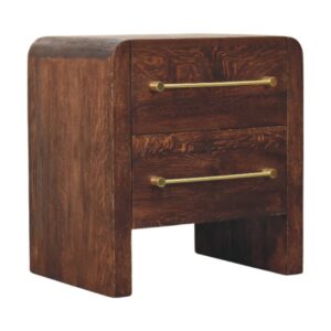 Solid Mango Wood Copenhagen 2-Drawer Nightstand in Smoked Oak
