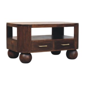 Solid Mango Wood Sphere Leg Coffee Table