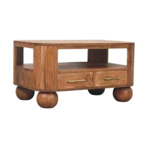 Solid Mango Wood Briarwood Fluted Coffee Table