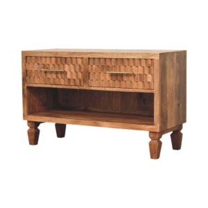Solid Mango Wood Arno Shoe Storage Unit in Golden Teak