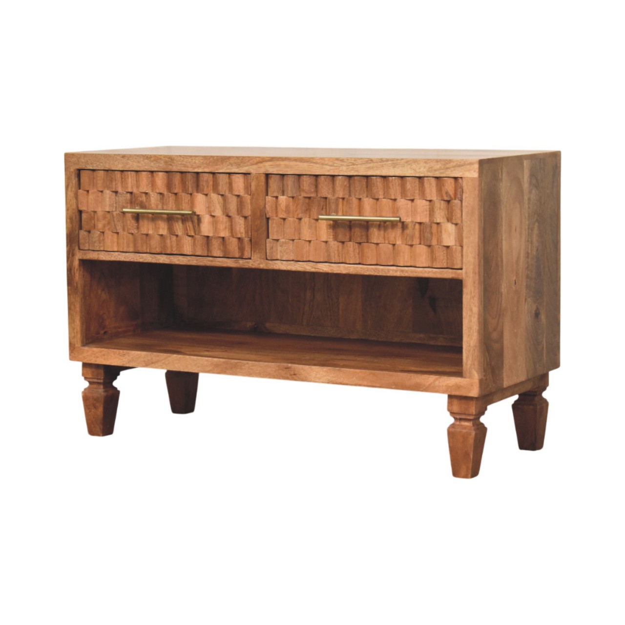 Solid Mango Wood Arno Shoe Storage Unit in Golden Teak