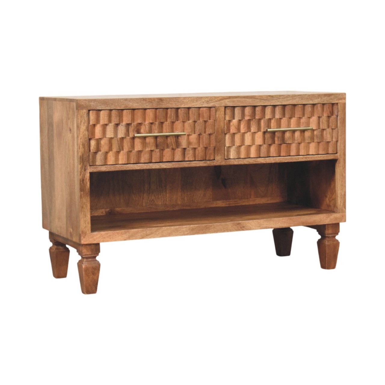 Solid Mango Wood Arno Shoe Storage Unit in Golden Teak - Image 2