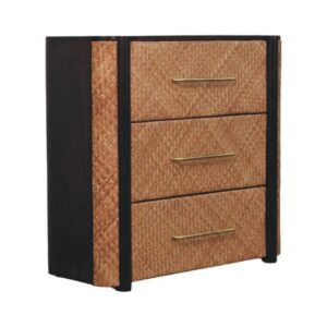 Solid Mango Wood Havana Weave 3 Drawer Chest