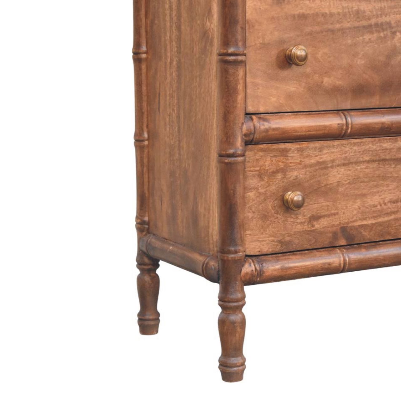 Solid Mango Wood Bamboo Carved 3-Drawer Chest - Image 6