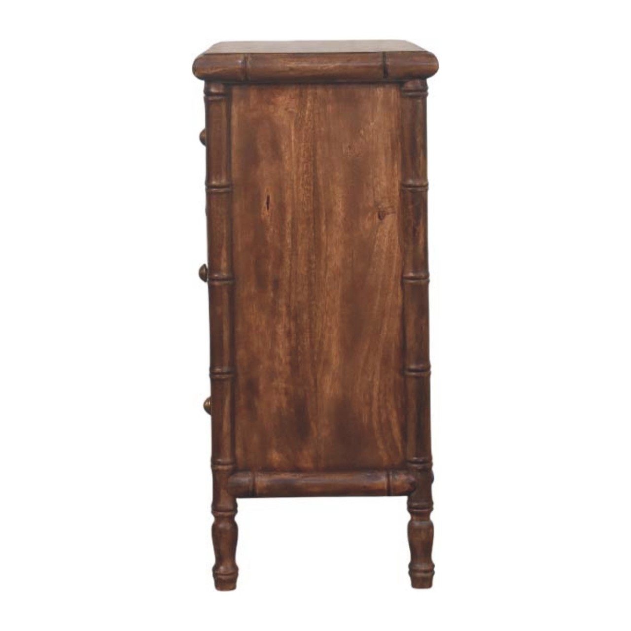 Solid Mango Wood Bamboo Carved 3-Drawer Chest - Image 7
