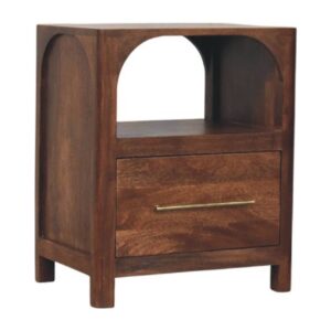 Solid Mango Wood Arc-Line Bedside Table