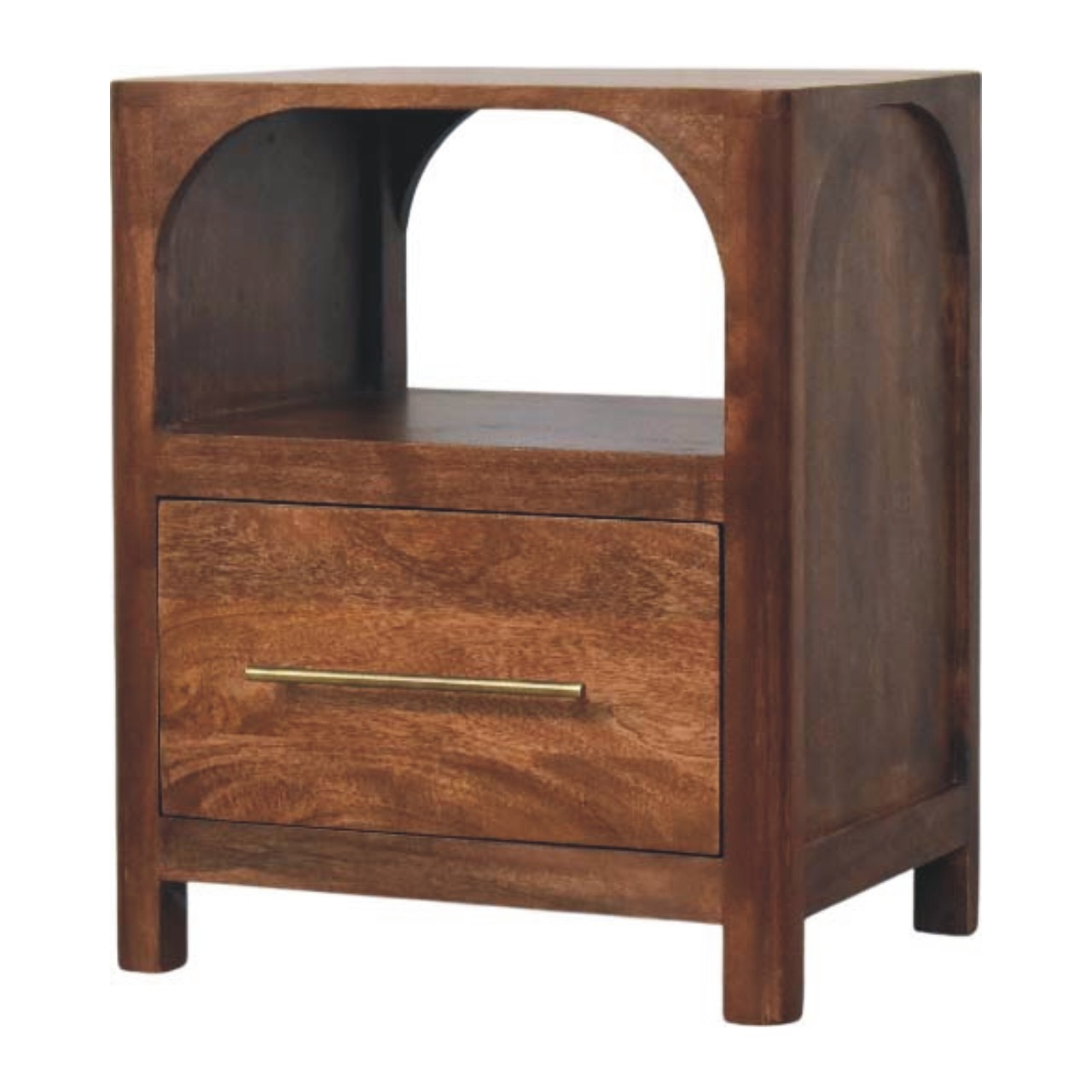 Solid Mango Wood Arc-Line Bedside Table - Image 2