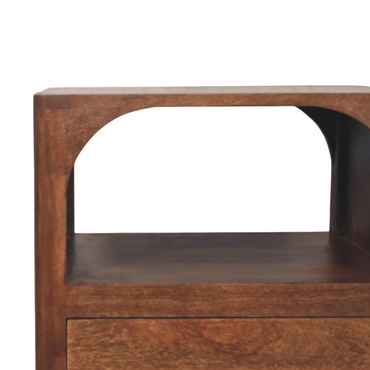 Solid Mango Wood Arc-Line Bedside Table - Image 3