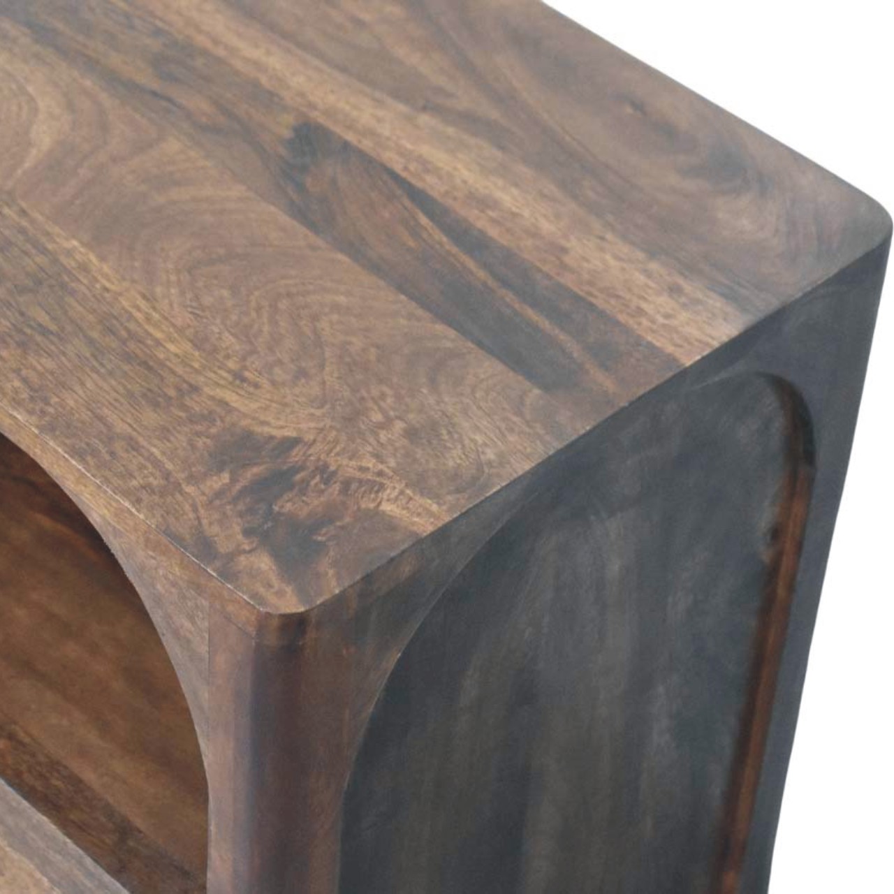 Solid Mango Wood Arc-Line Bedside Table - Image 4