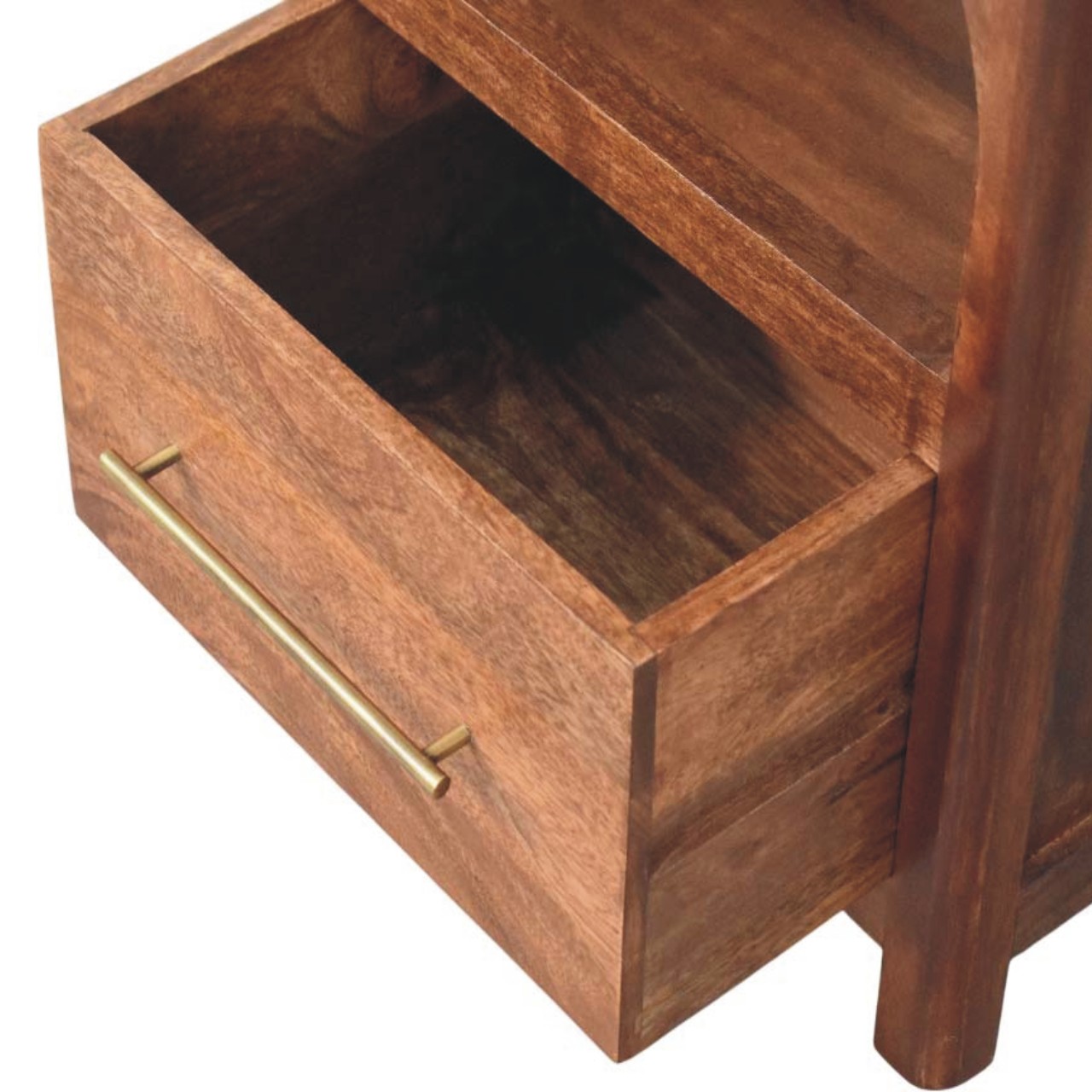 Solid Mango Wood Arc-Line Bedside Table - Image 5