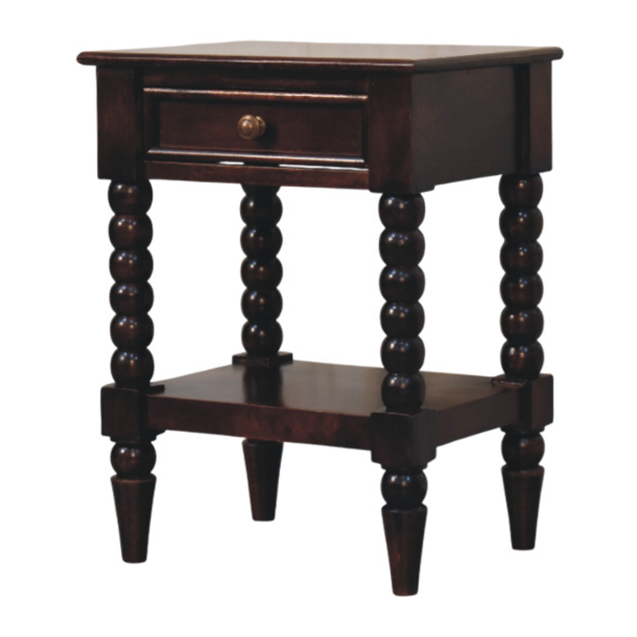 Solid Mango Wood Spindle Winewood Bedside