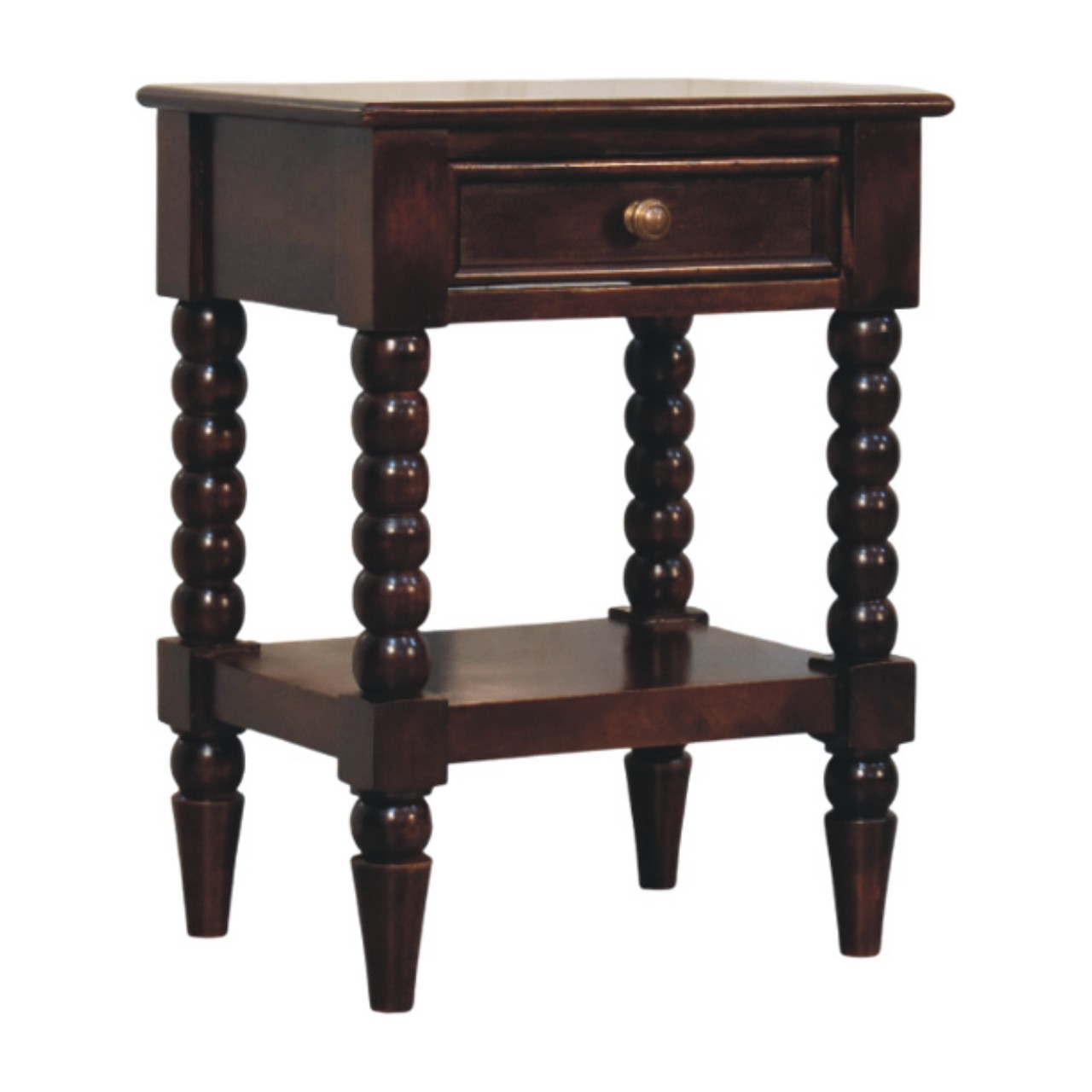 Solid Mango Wood Spindle Winewood Bedside - Image 2
