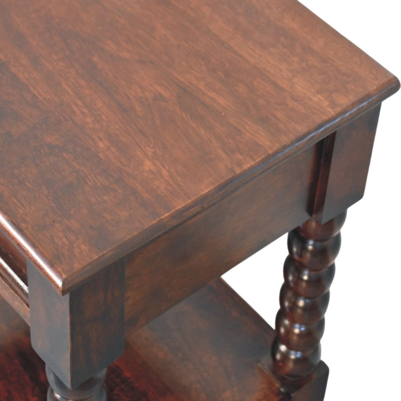 Solid Mango Wood Spindle Winewood Bedside - Image 4