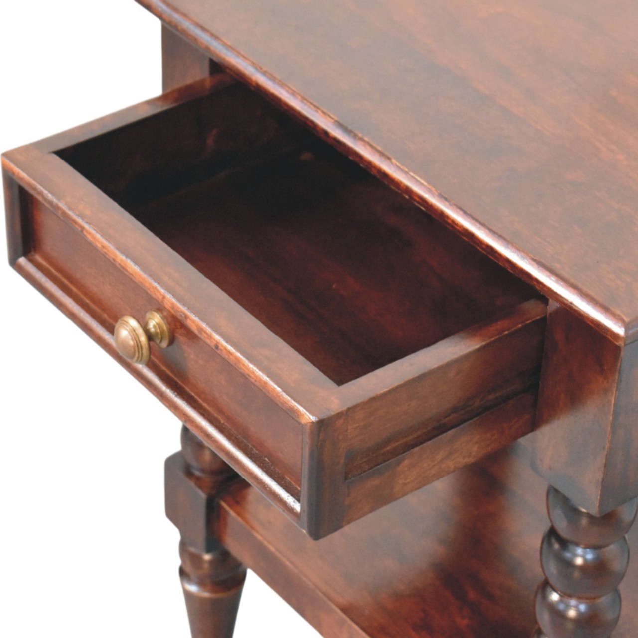 Solid Mango Wood Spindle Winewood Bedside - Image 5