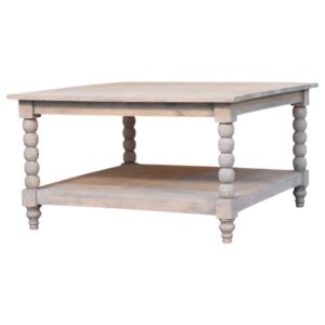 Solid Mango Wood Spindle Acid Wash Coffee Table