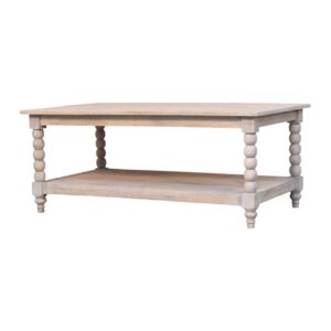 Solid Mango Wood Ellsworth Spindle Coffee Table in Acid Wash