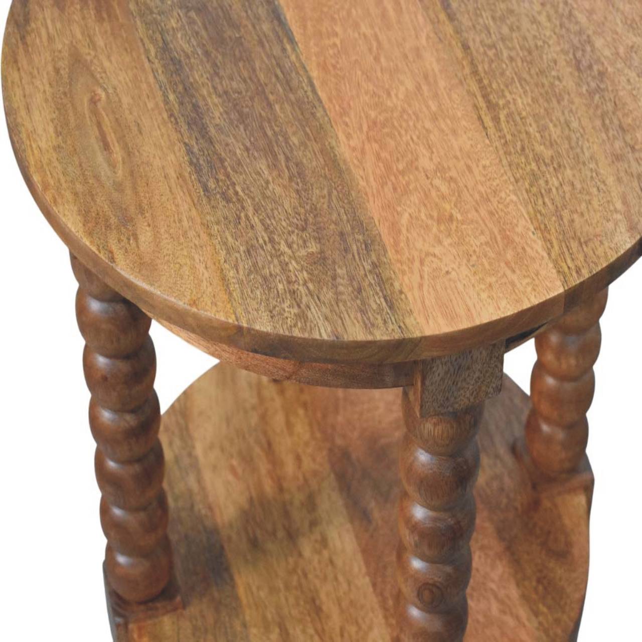 Mango Wood Barley Twist Round Side Table - Image 3