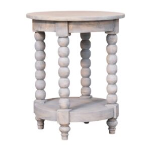 Solid Mango Wood Ellsworth Round Side Table in Acid Wash